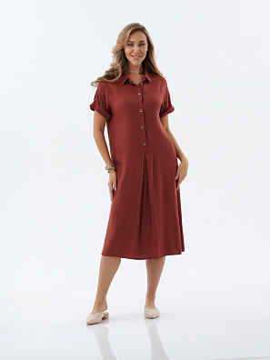 Платье рубашка терракотовое 